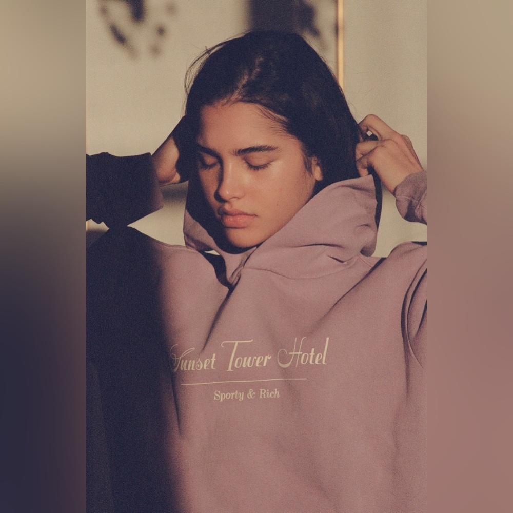 Sporty & Rich x Sunset Tower Hotel Limited Edition Hoodie Lavender Size Small